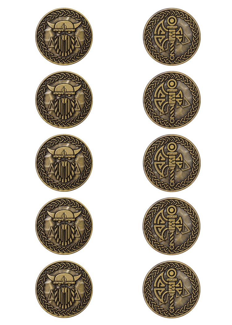 LARP-Nordmannmünzen, 10er Pack, Farbe gold