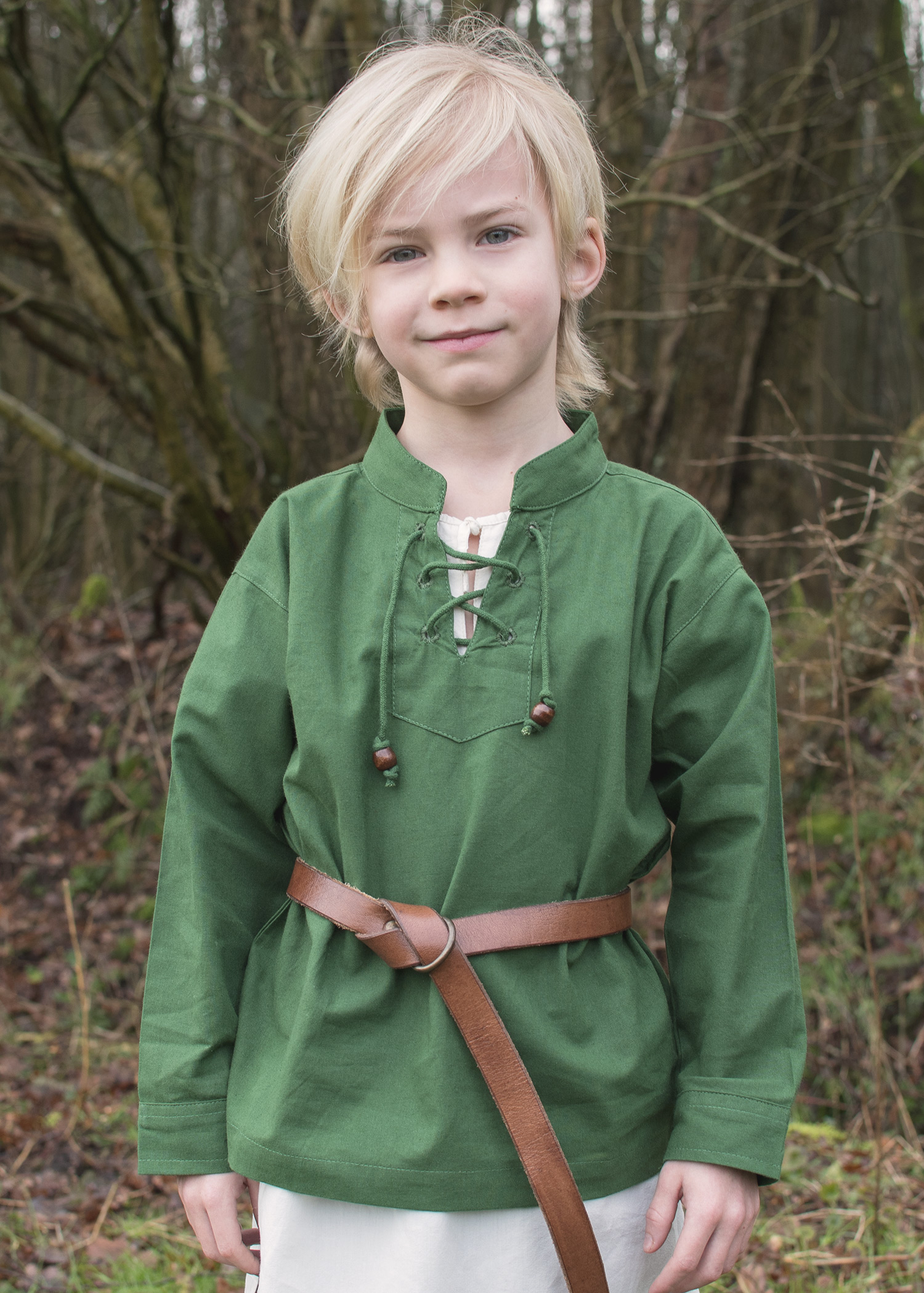 Kinder Mittelalter-Hemd Colin, grün, Größe 128