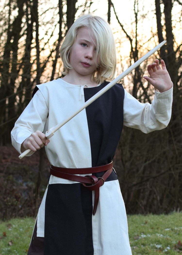 Kinder Waffenrock Lucas, Mi-Parti, natur/schwarz, Größe 146