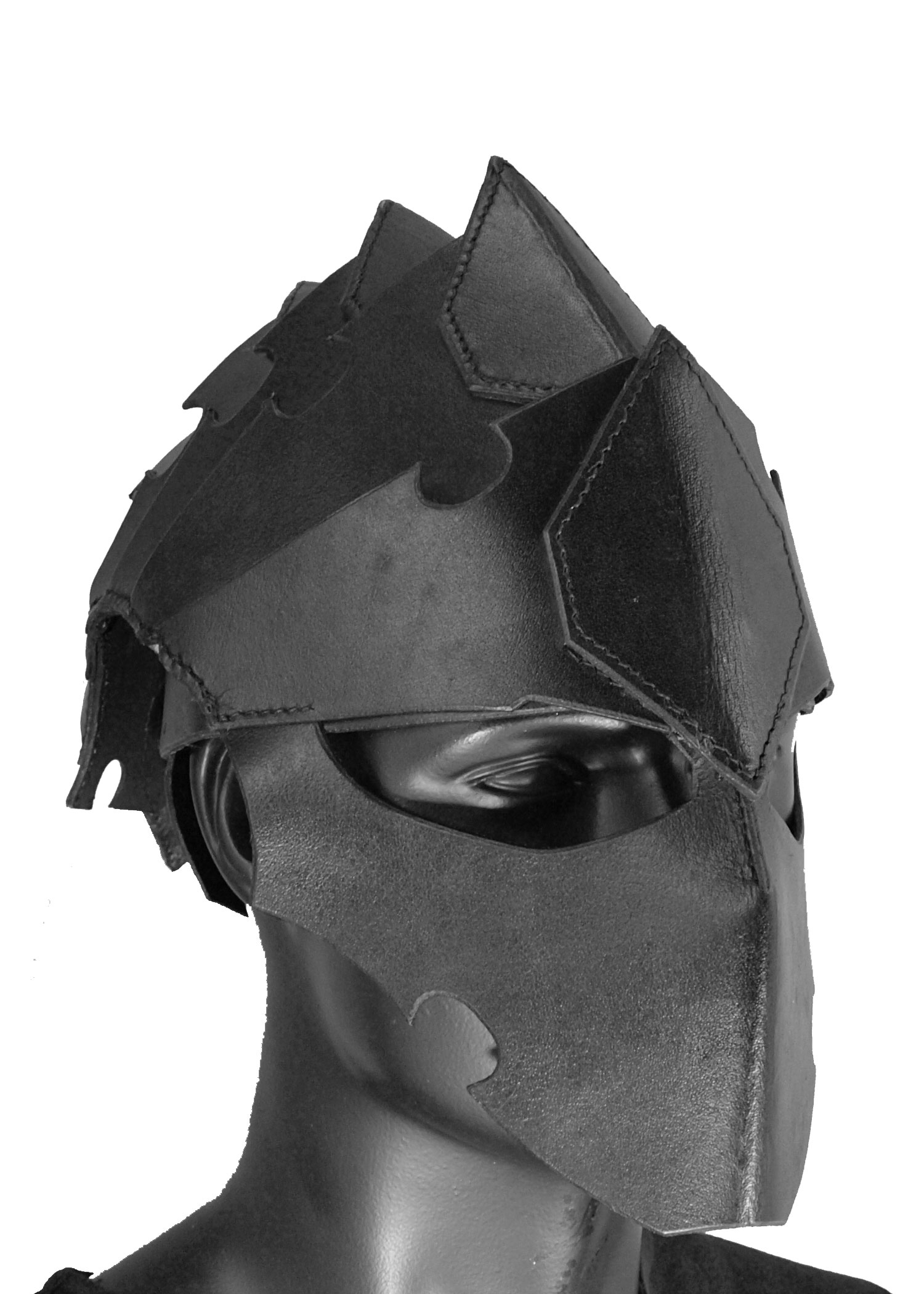Assassinen-Helm aus Leder, schwarz, Größe M