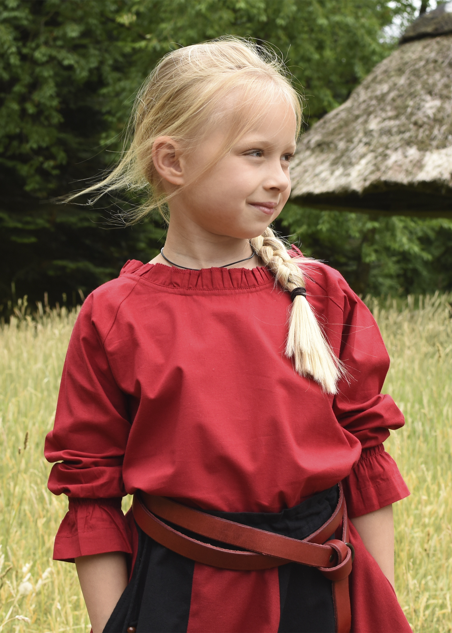 Kinder Mittelalter-Bluse Helena, rot, Größe 110