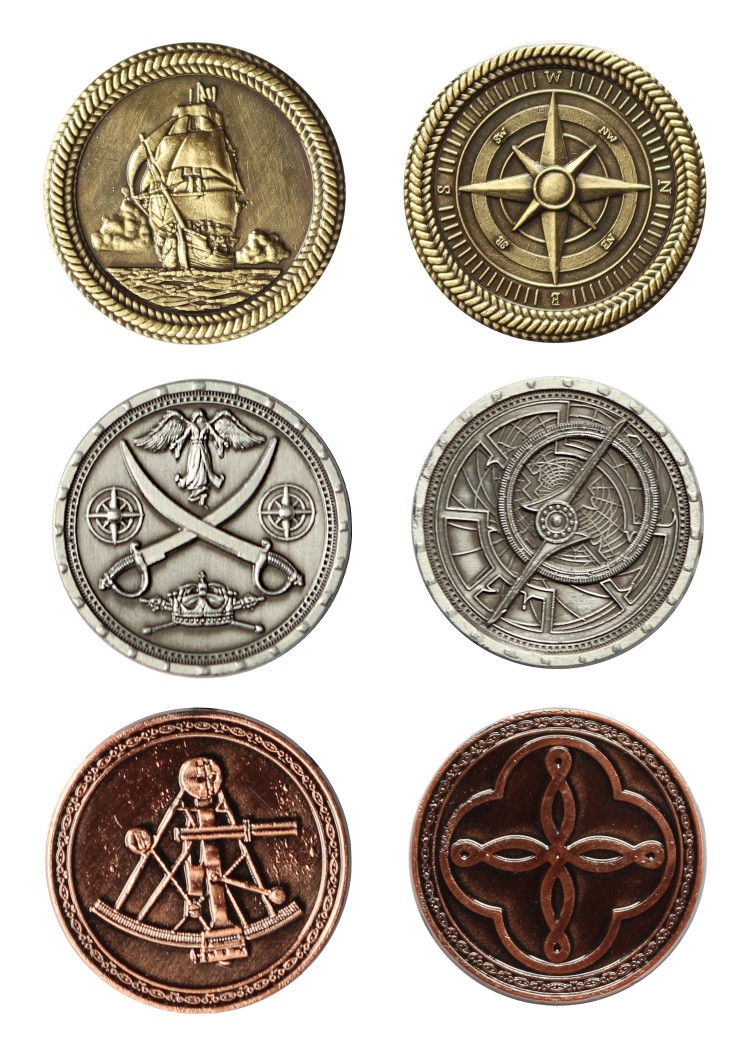 LARP-Münzen Piraten Ausführung mit braunem Beutel