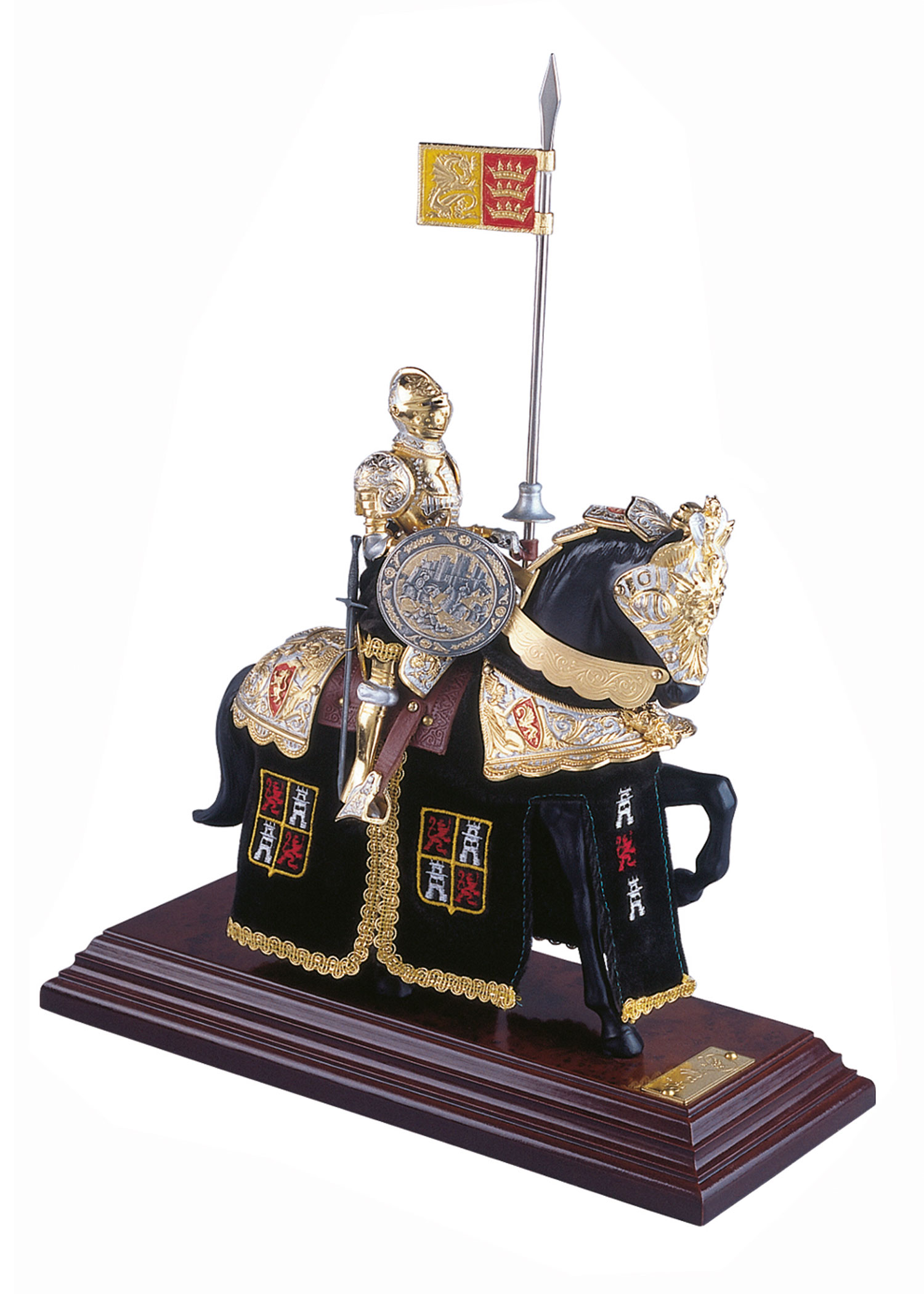 Miniatur Ritter auf Pferd, spanischer Helm, schwarz, Marto
