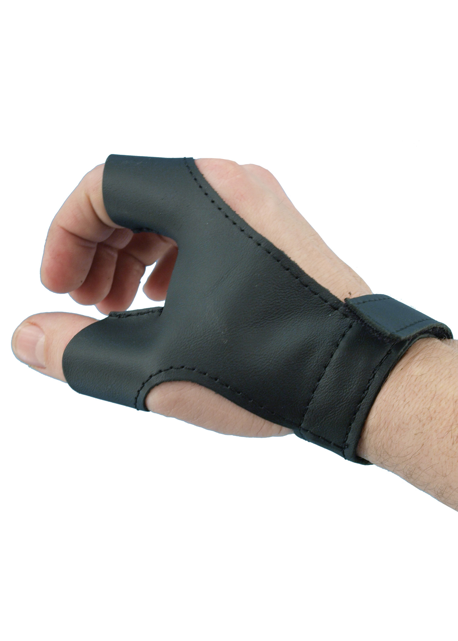 Bogenhandschuh aus Leder für Linkshänder, schwarz, Größe L