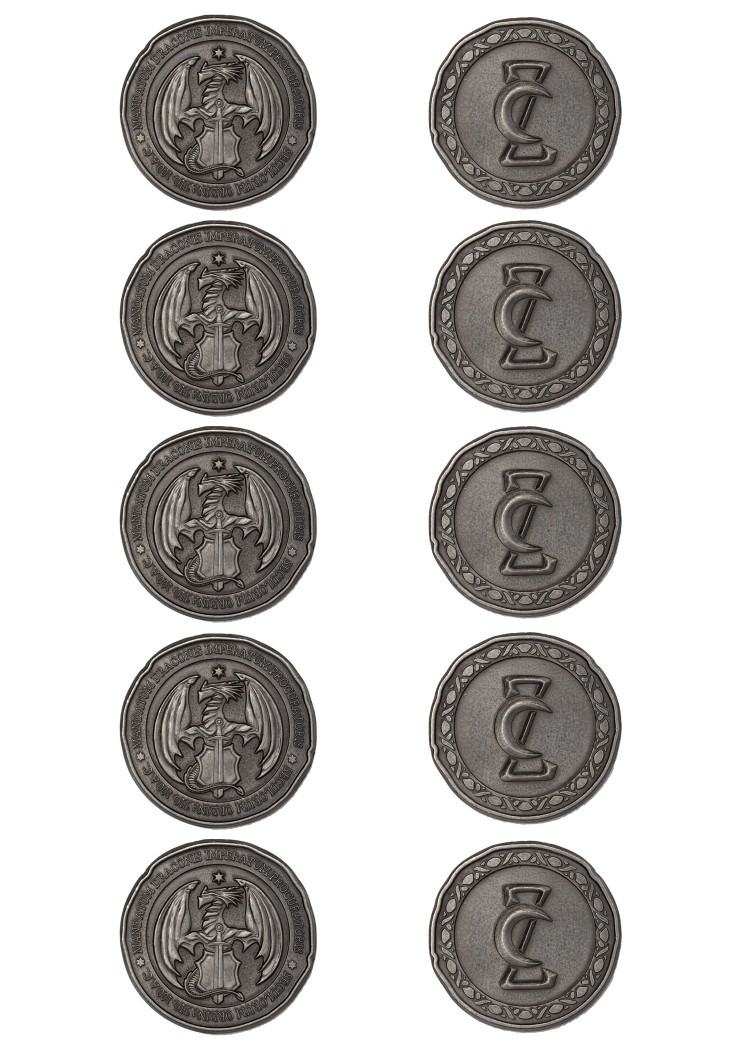 LARP-Drachenmünzen, 10er Pack, Farbe silber