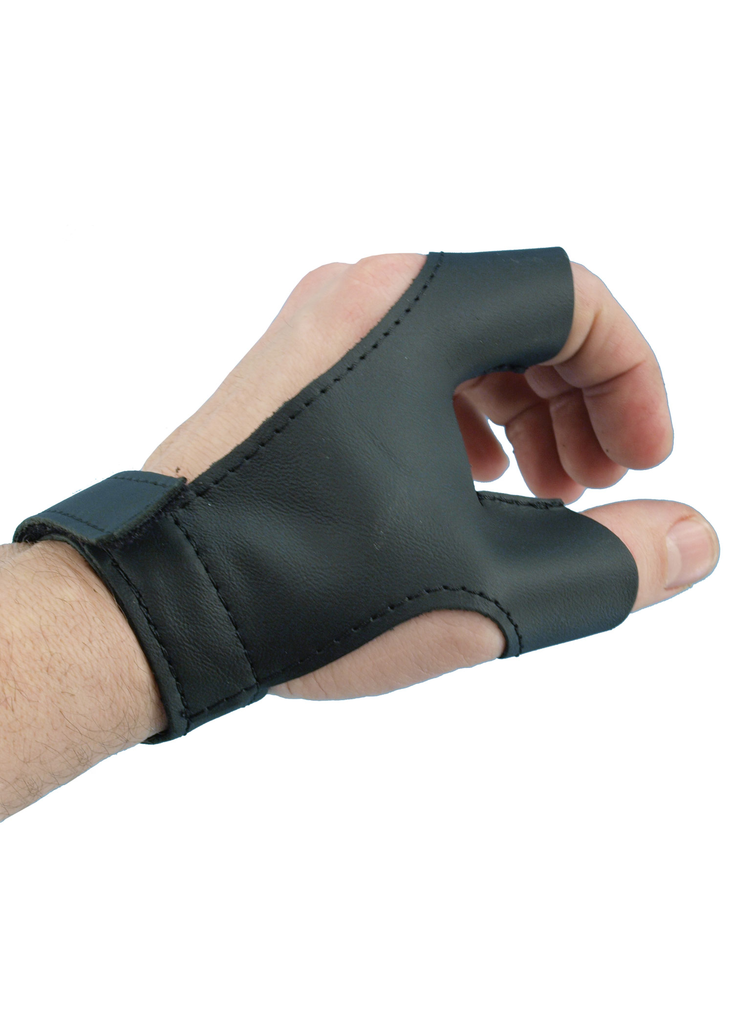 Bogenhandschuh aus Leder für Rechtshänder, schwarz, Größe XL