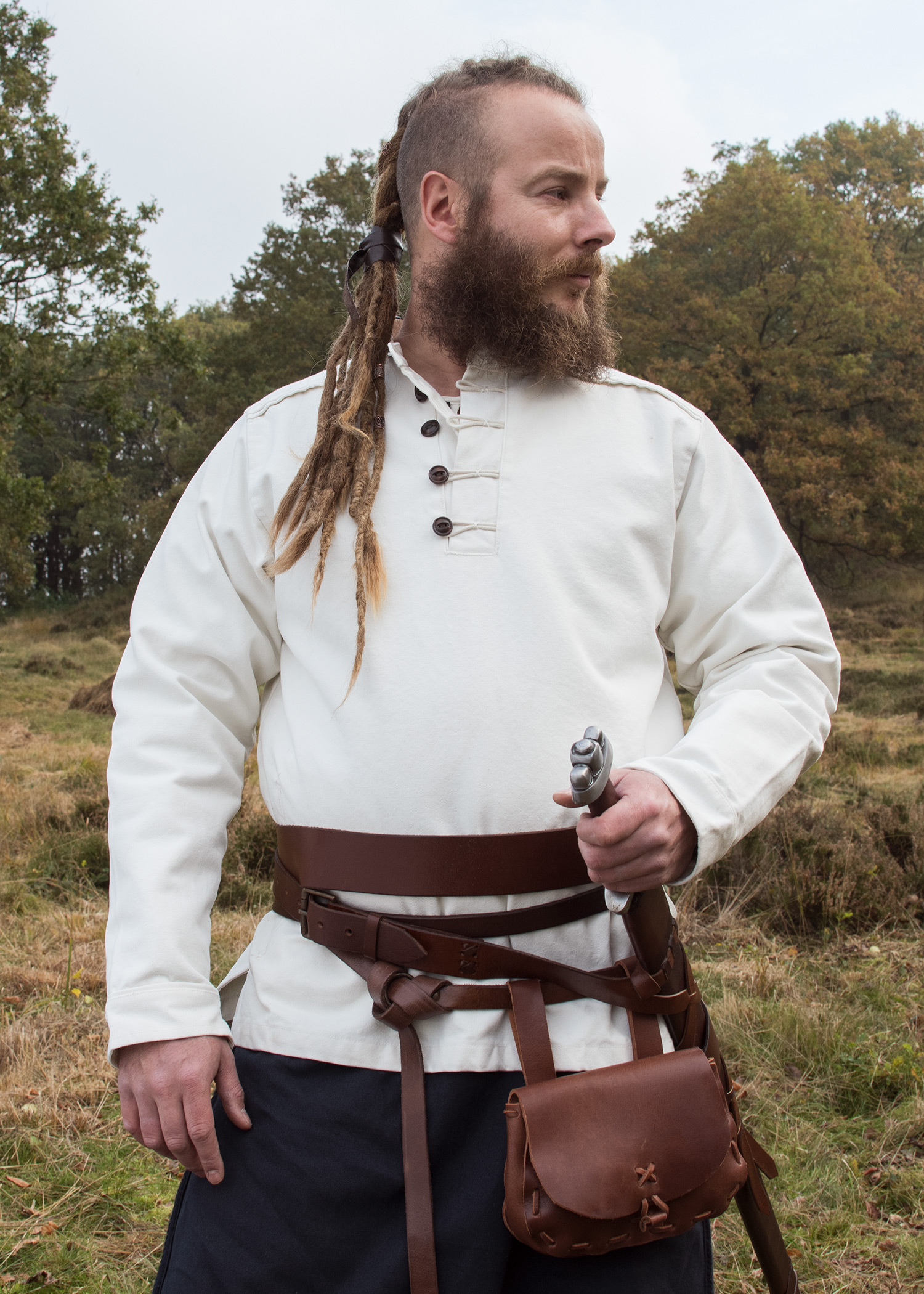 Festes Mittelalter Hemd Wille, gefüttert, natur, Größe S