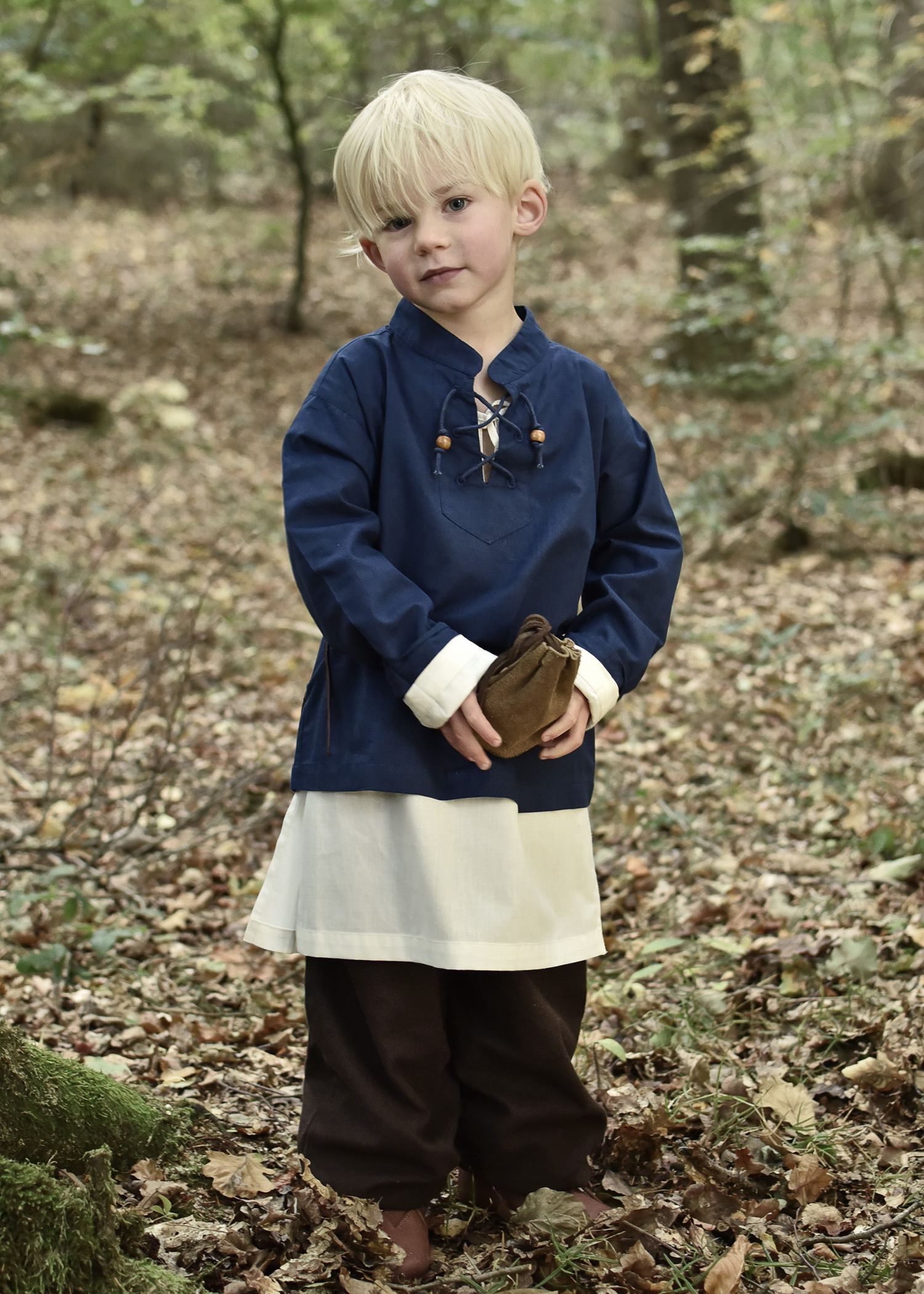 Kinder Mittelalter-Hemd Colin, blau, Größe 164