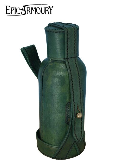 Flasche mit Lederhülle, 600ml, div. Farben Farbe grün