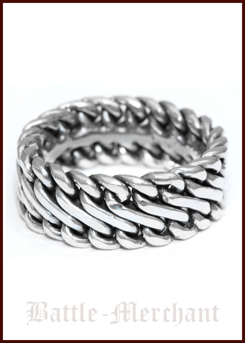 Silberner Wikingerring mit Flechtmuster, Ringgröße 18/56