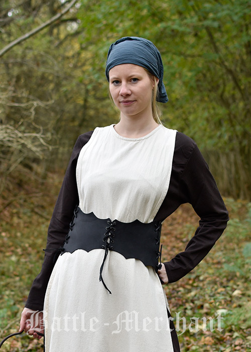 Schnürmieder-Gürtel aus Leder, schwarz, Größe L