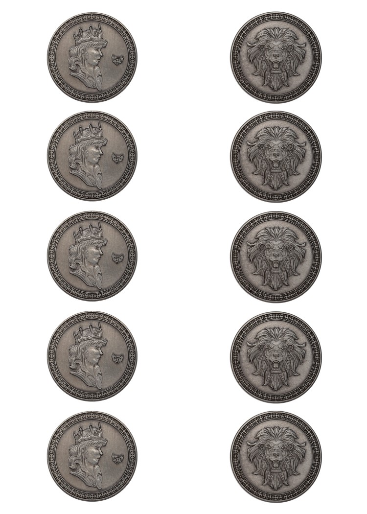 LARP-Königmünzen, 10er Pack, Farbe silber