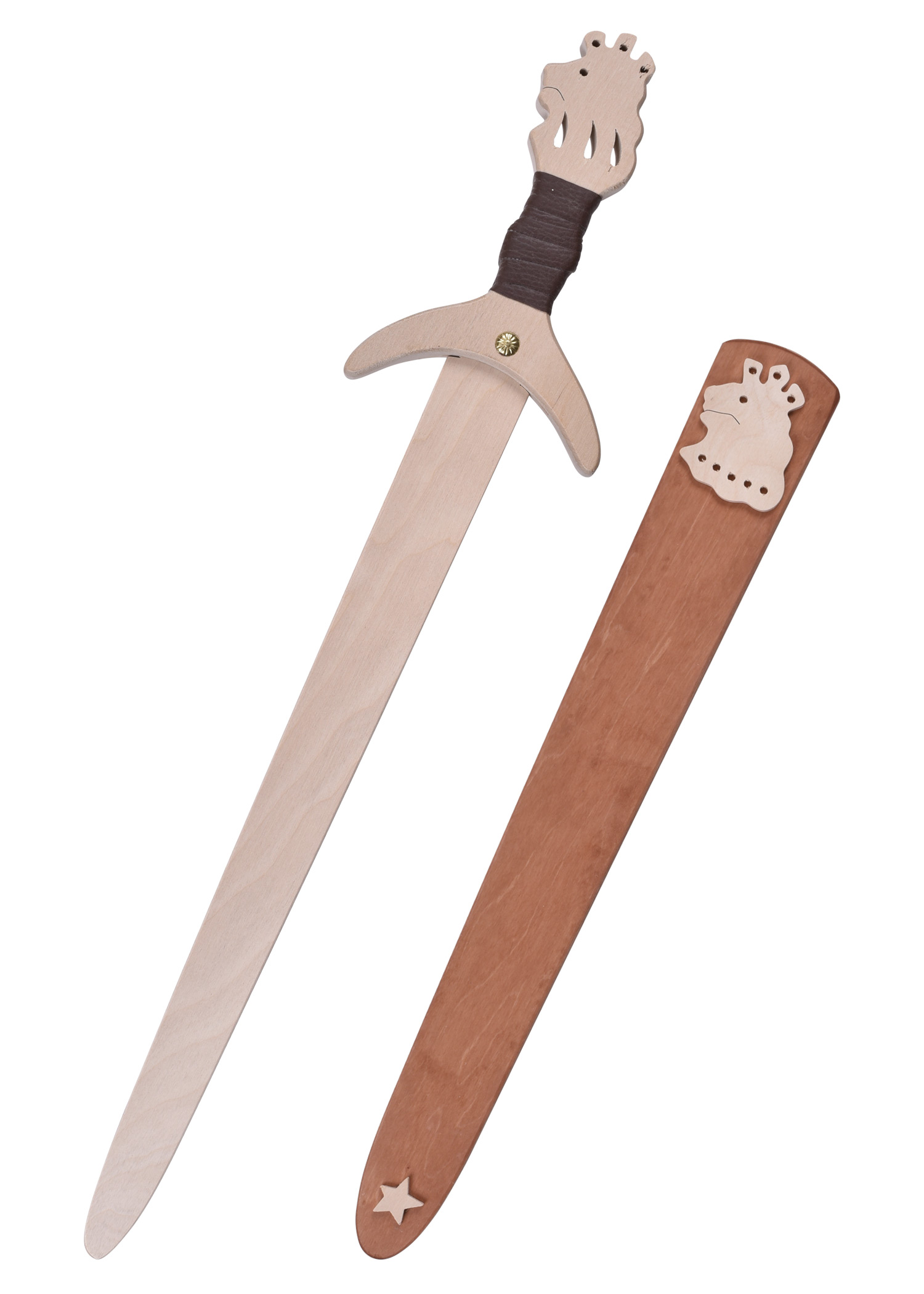 Kinder Ritterschwert Löwenstein aus Holz, mit Scheide, Länge 45 cm