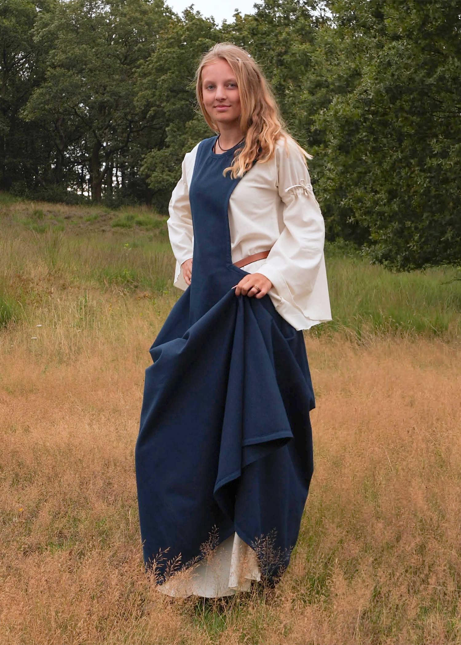 Mittelalter-Überkleid, Surcot Andra, dunkelblau, Größe L/XL