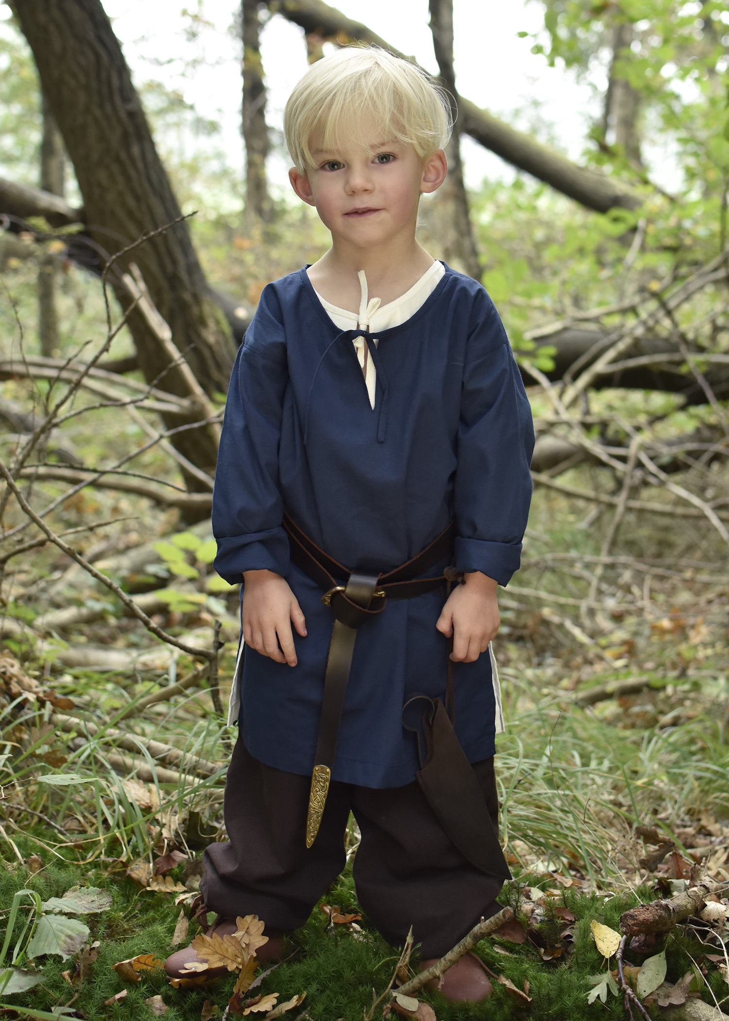 Kinder Mittelalter-Tunika Arn, blau, Größe 146