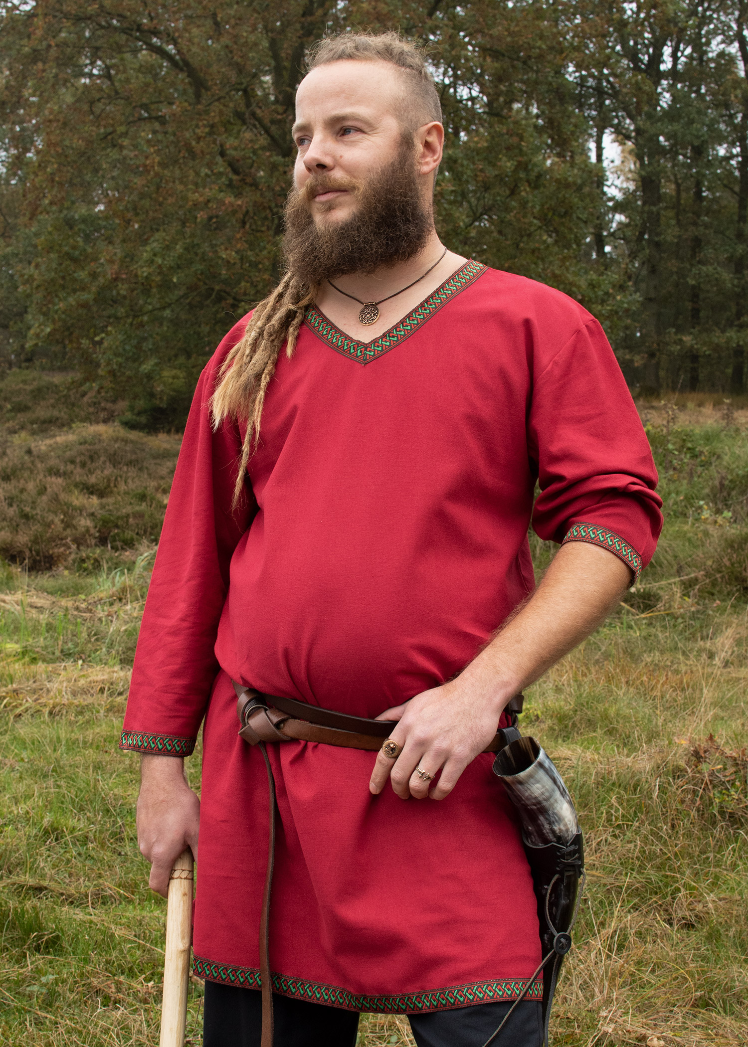 Wikinger Tunika aus Baumwolle, dunkelrot, Größe XL