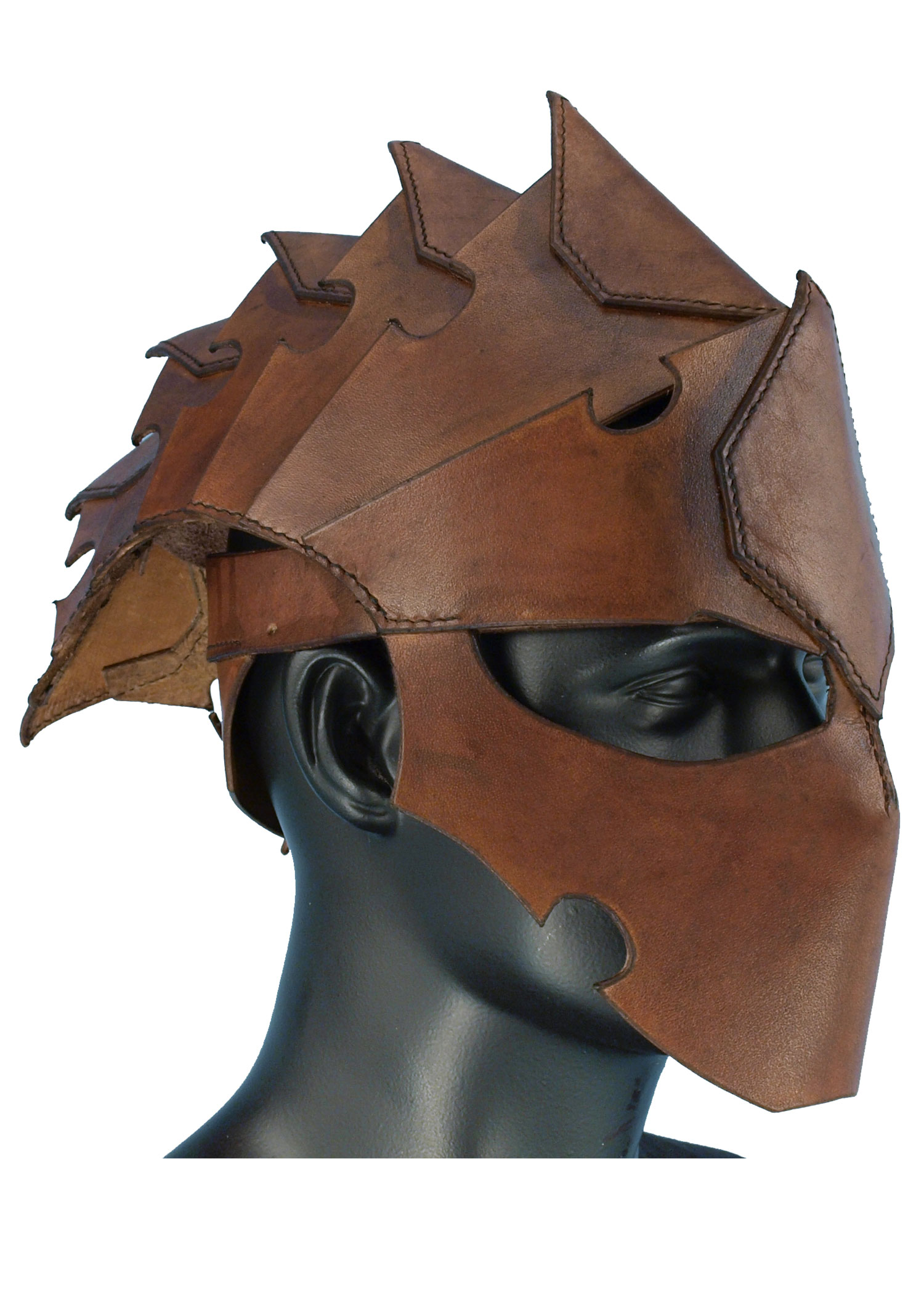 Assassinen-Helm aus Leder, braun, Größe L
