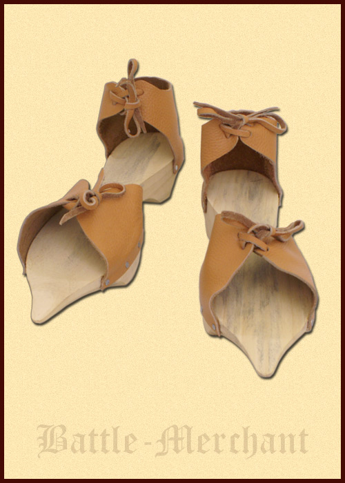 Trippen, mittelalterliche Unterschuhe aus Holz, Größe 38