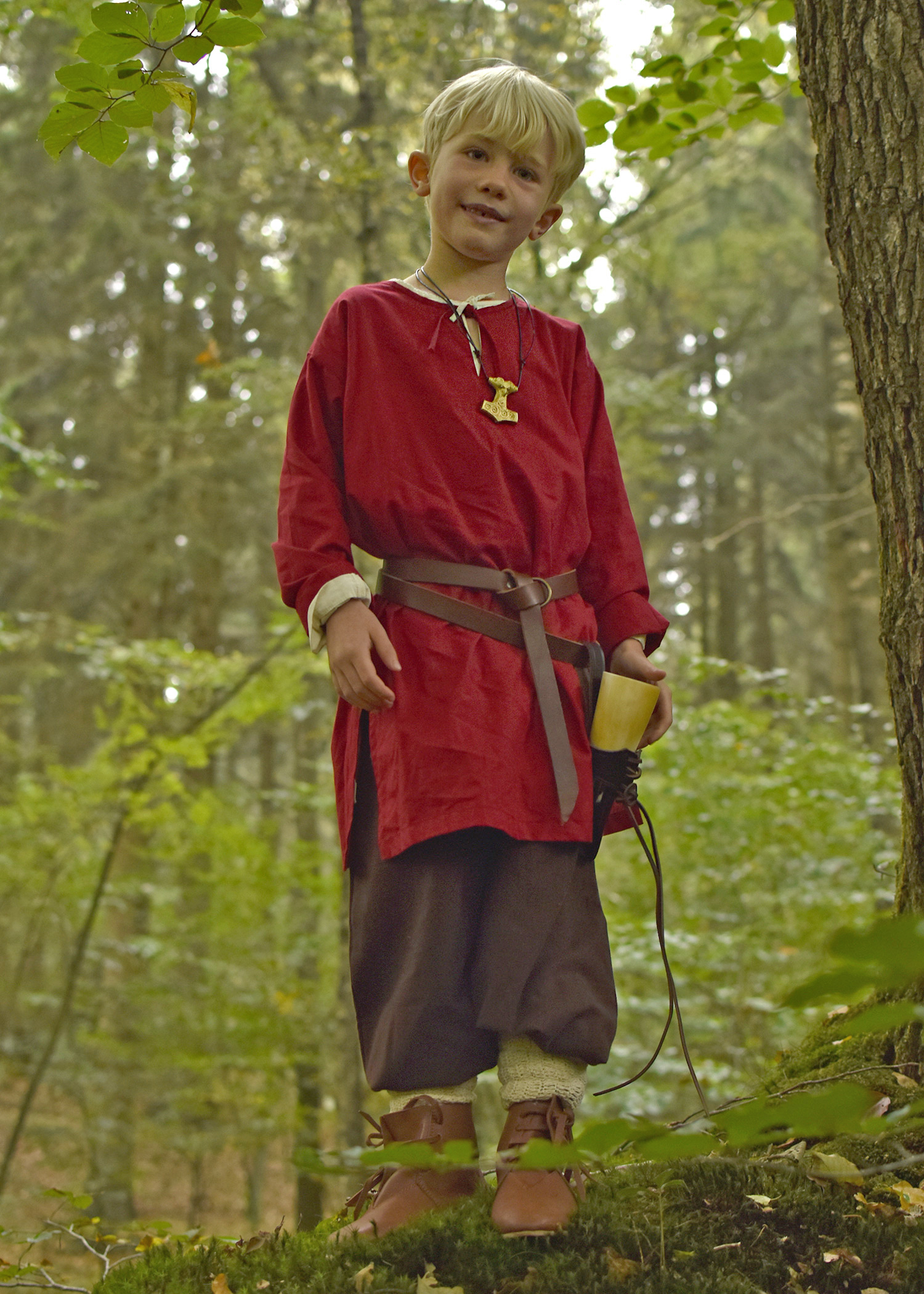 Kinder Mittelalter-Tunika Arn, rot, Größe 110