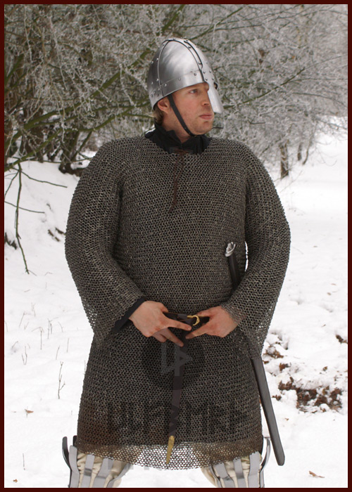 Kettenhemd Hauberk, 8 mm Flachring, vernietet und gestanzt, Größe M