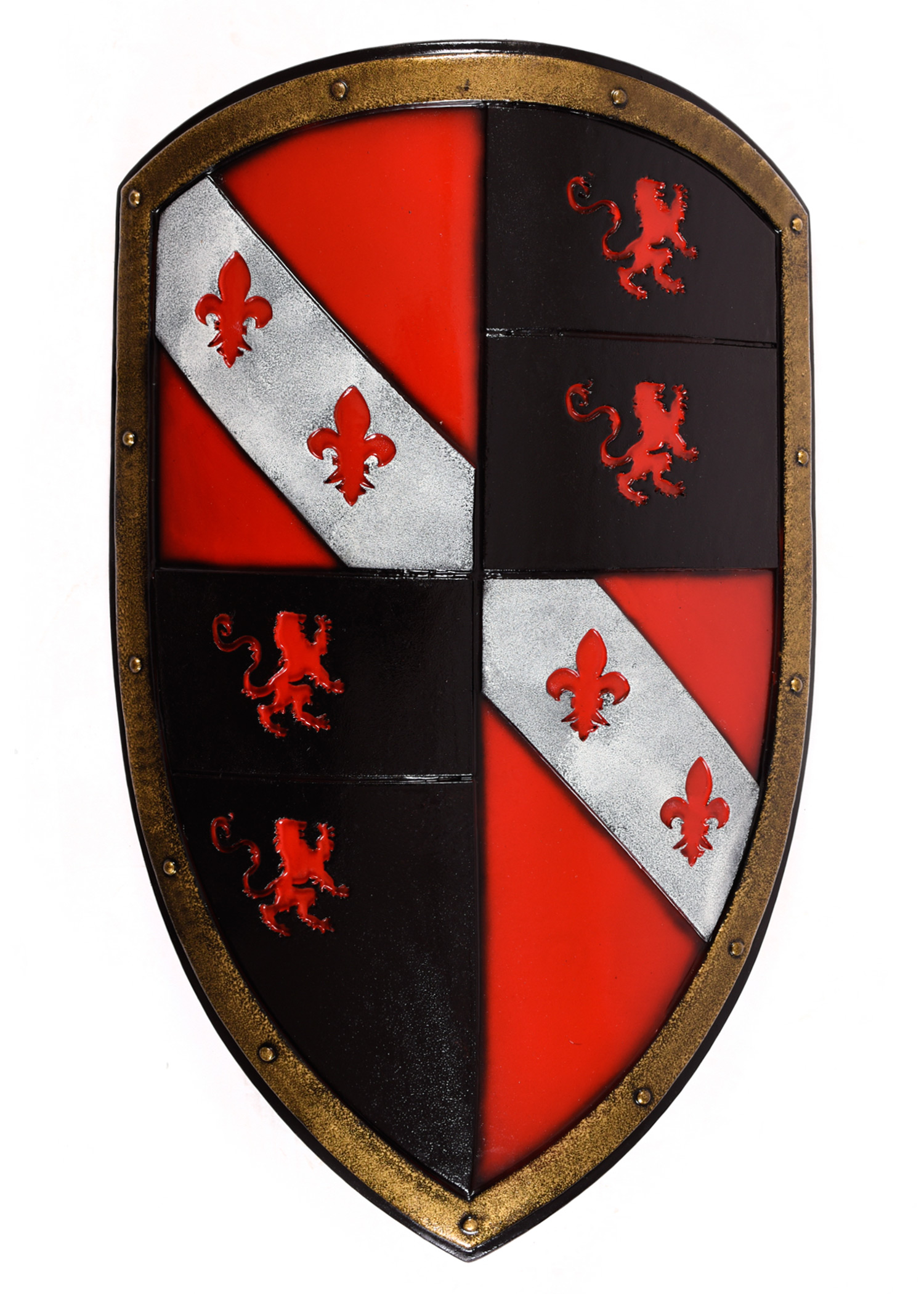 Wappenschild mit Löwen, rot-schwarz