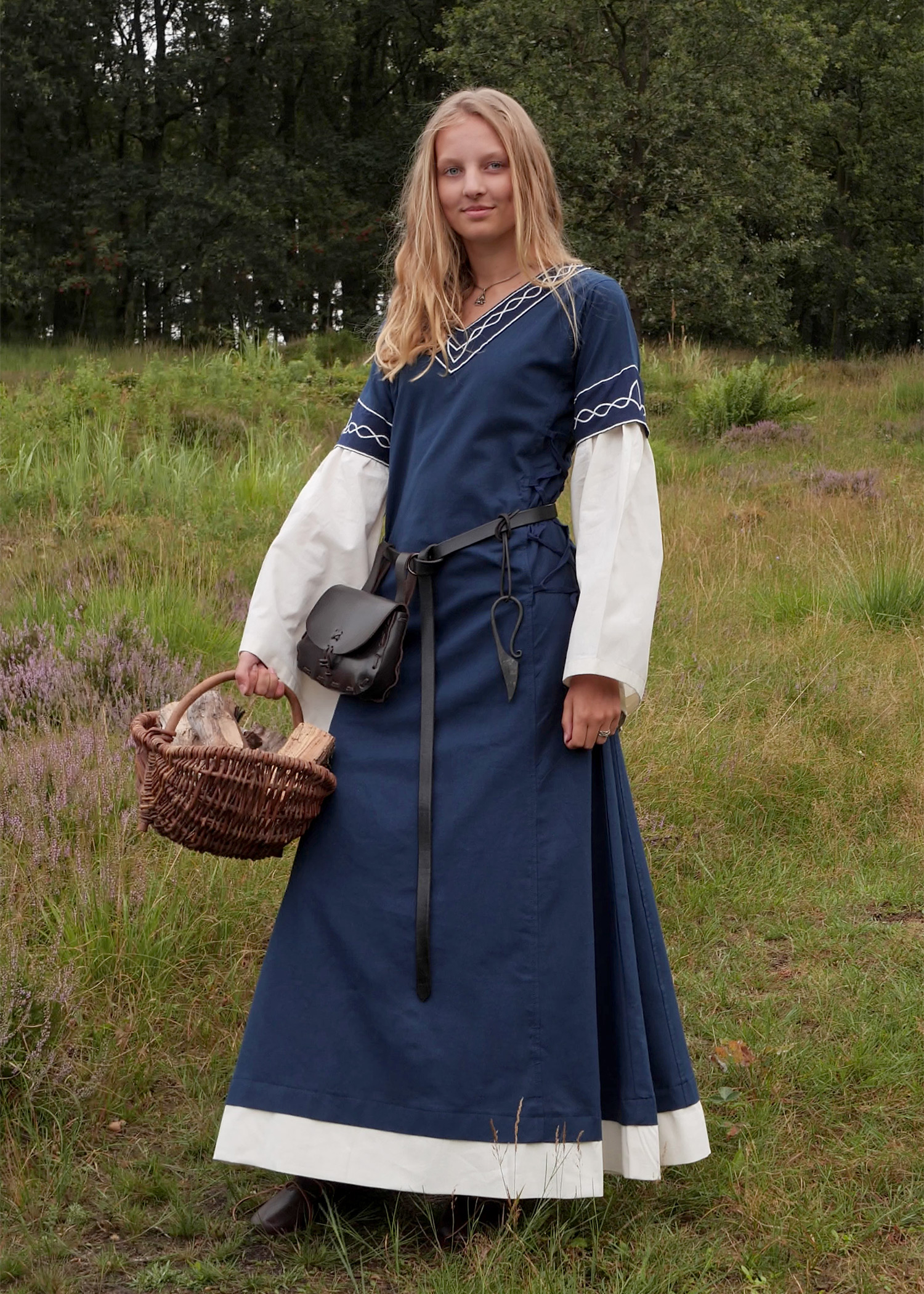 Mittelalterkleid Alvina, blau/natur, Größe M