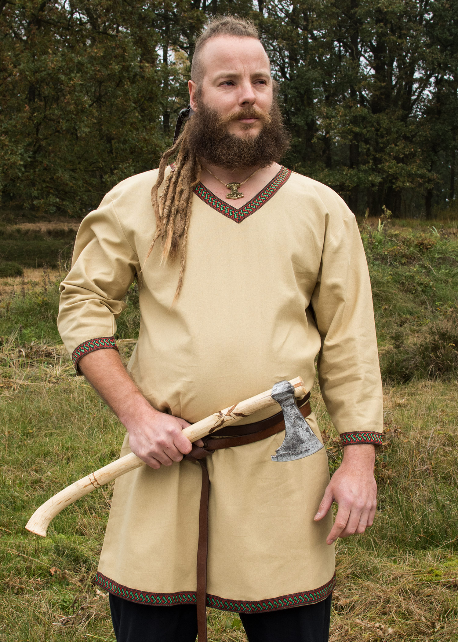 Wikinger Tunika aus Baumwolle, beige, Größe XXL