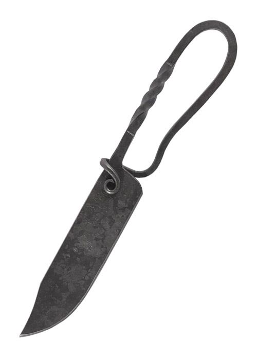 Geschmiedetes Messer mit Lederscheide, ca. 23 cm