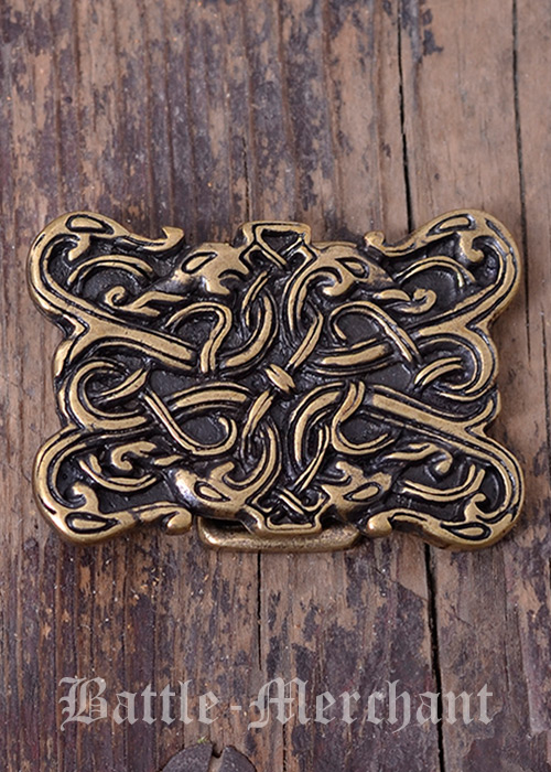 Gürtelschnalle - Schlangenwesen im wikingerzeitlichen Urnes-Stil, Farbe silber