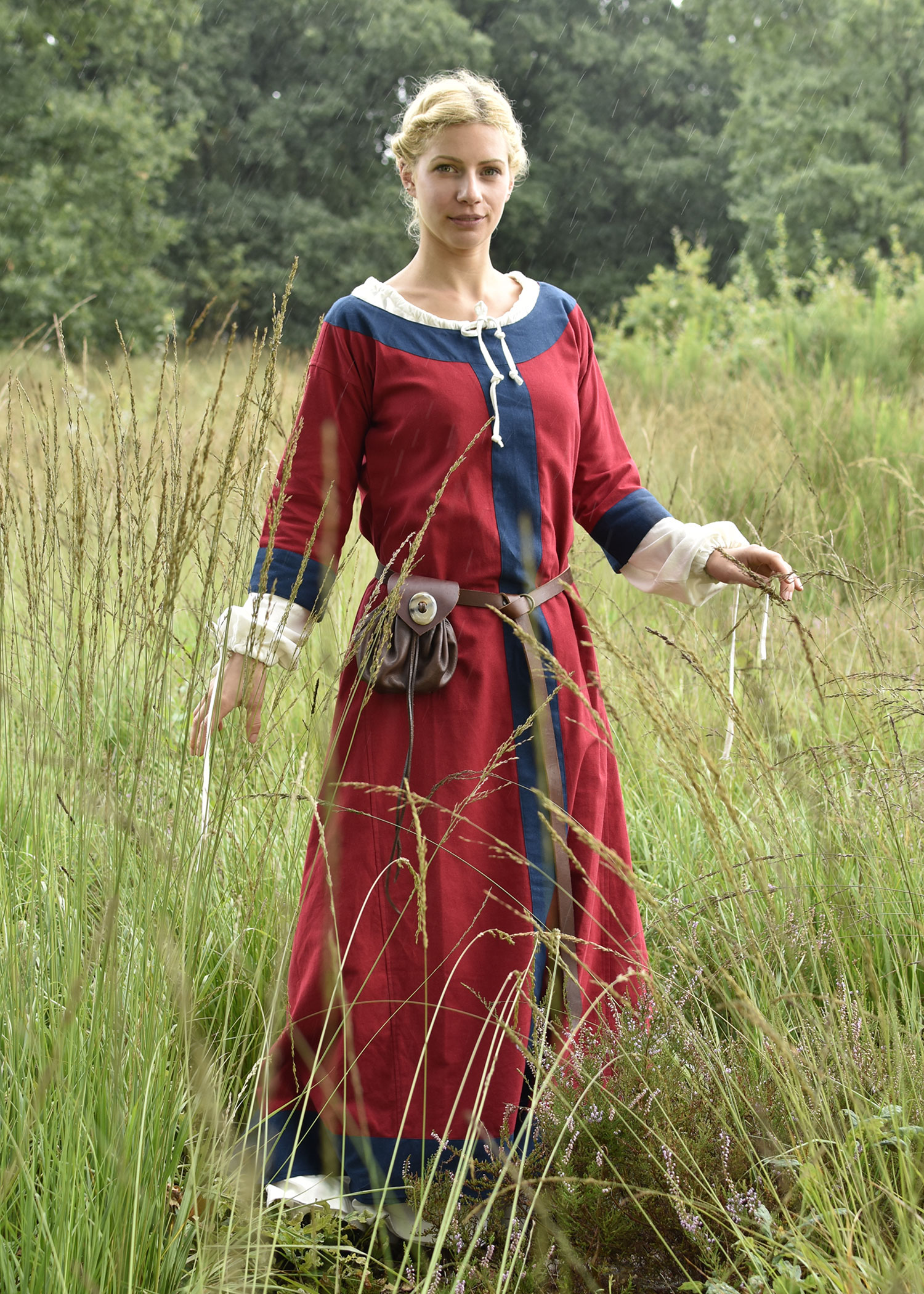 Mittelalterkleid Gudrun, rot/blau, Größe M