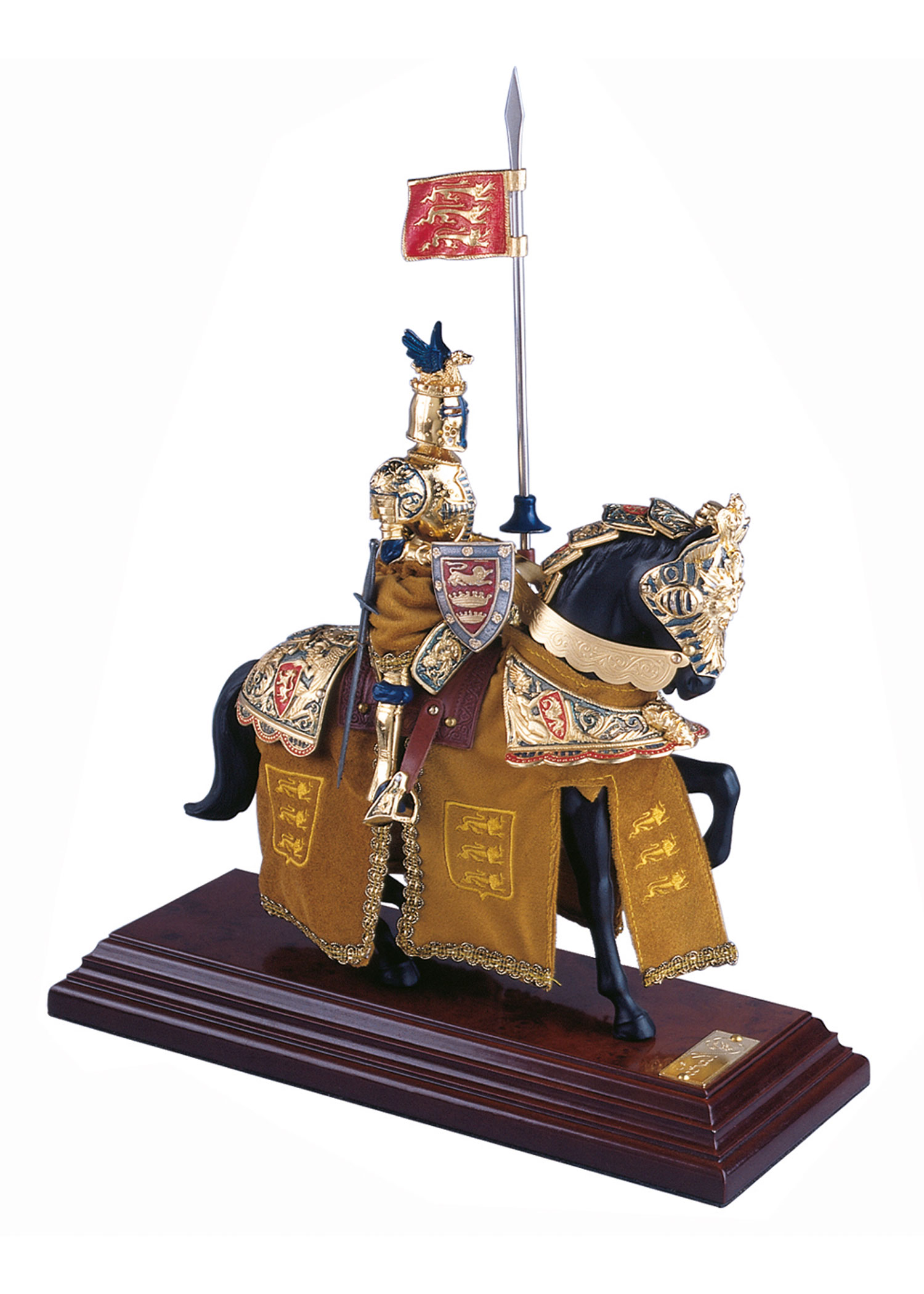 Miniatur Ritter auf Pferd, Drachenhelm, gold, Marto