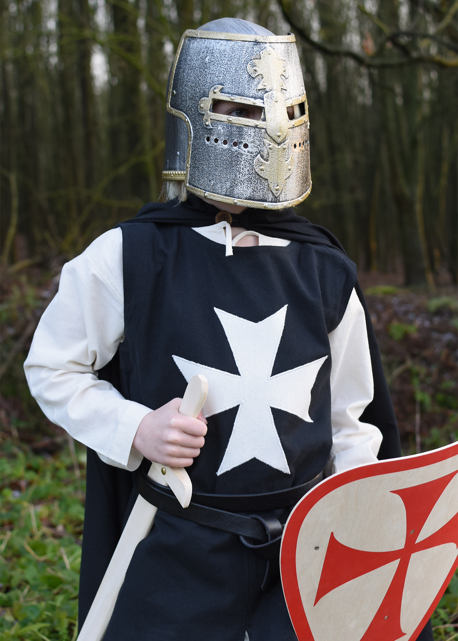 Kinder Wappenrock Alexander, Johanniter, schwarz/natur, Größe 164