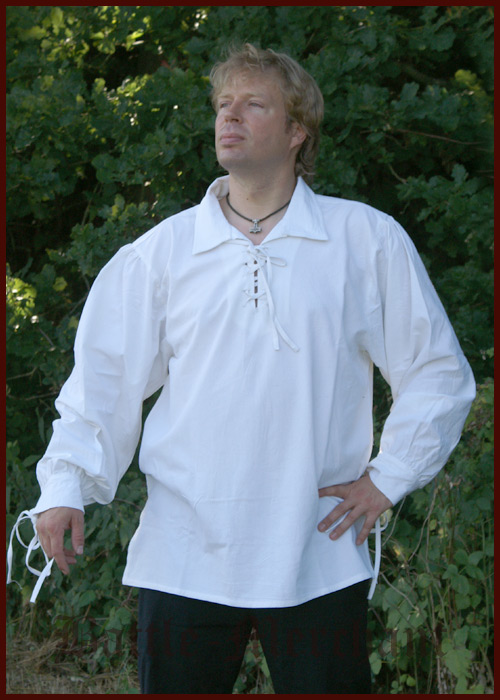 Spätmittelalter-Hemd aus Baumwolle, natur, Größe XXL