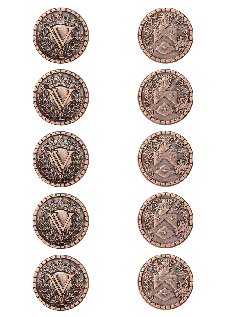LARP-Mittelaltermünzen, 10er Pack, Farbe kupfer