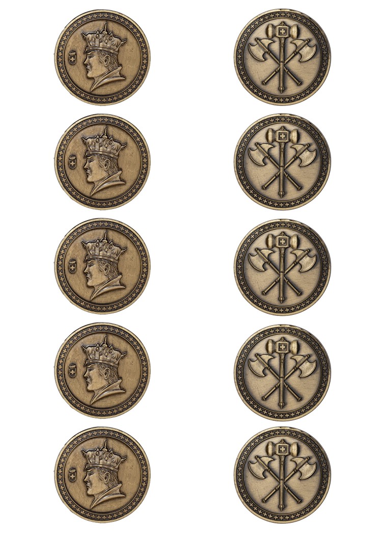 LARP-Königmünzen, 10er Pack, Farbe gold