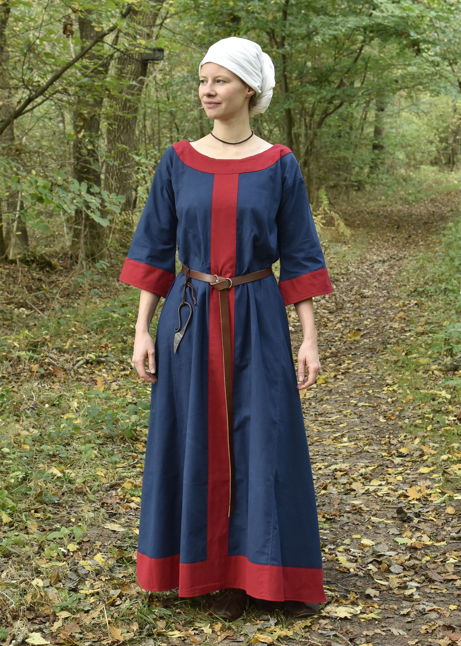 Mittelalterkleid Gudrun, blau/rot, Größe XL