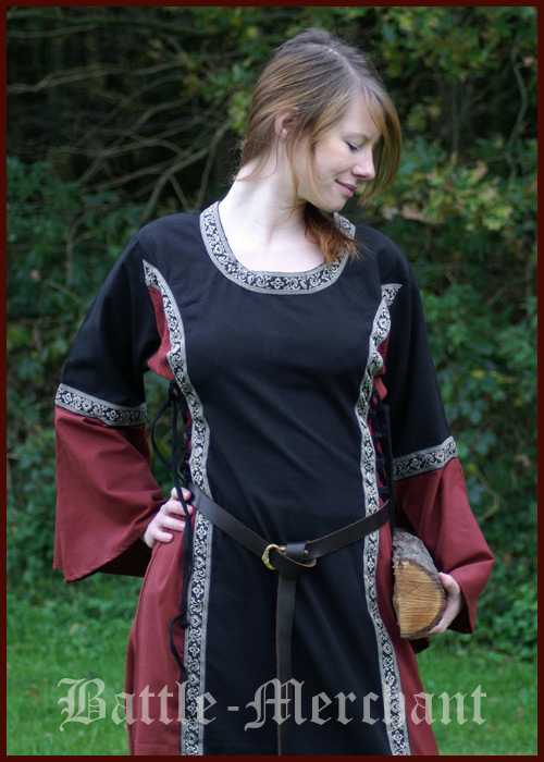 Mittelalter Kleid - Ella, schwarz/rot, Größe XXL