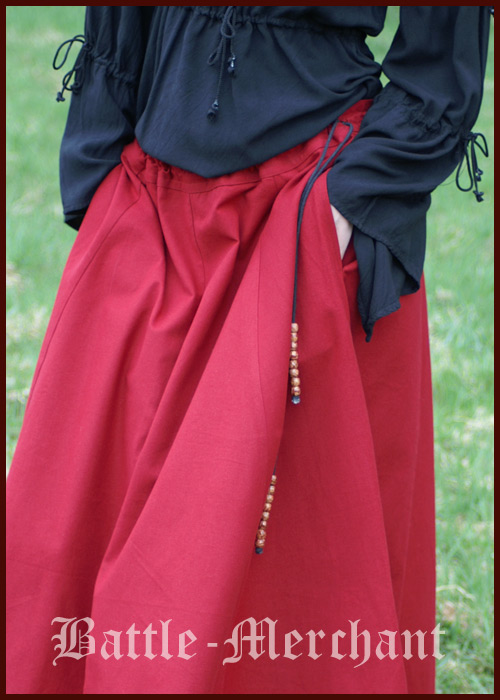 Mittelalterlicher Rock, weit ausgestellt, rot, Größe XL