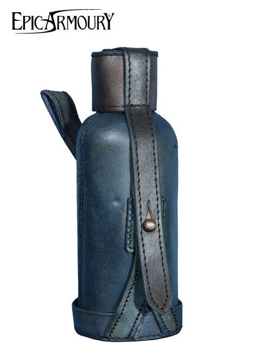 Flasche mit Lederhülle, 600ml, div. Farben Farbe blau