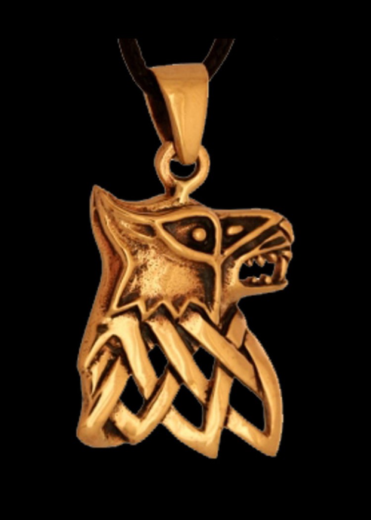 Anhänger Fenris Wolf mit keltischen Knoten aus Bronze