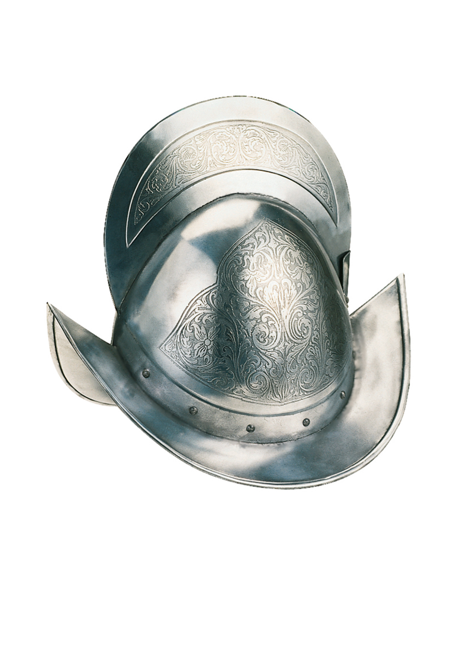 Spanischer Morion Helm, graviert, Marto